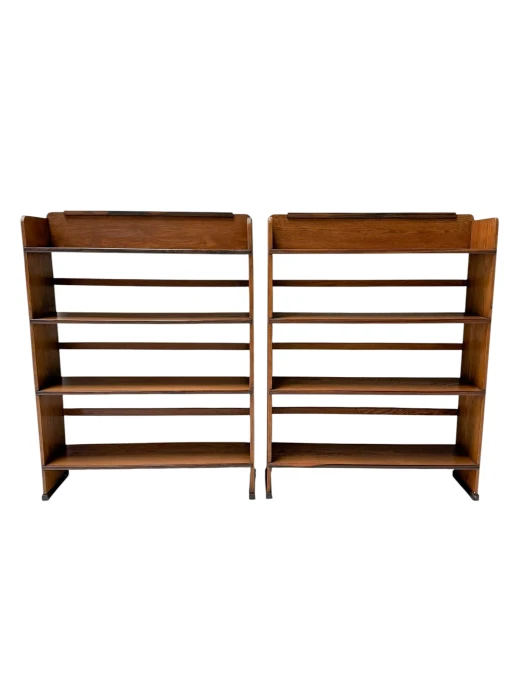 1920s Art Deco Open Bookcases by P.E.L. Izeren, Solid Oak & Ebony